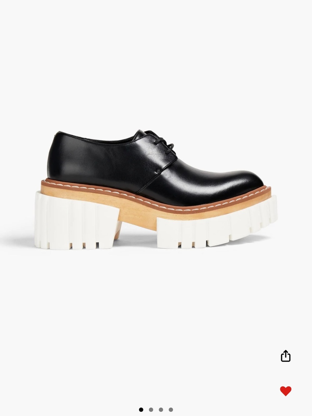 Stella McCartney Black Platform Brogues with White Lug Sole and Tan Welt